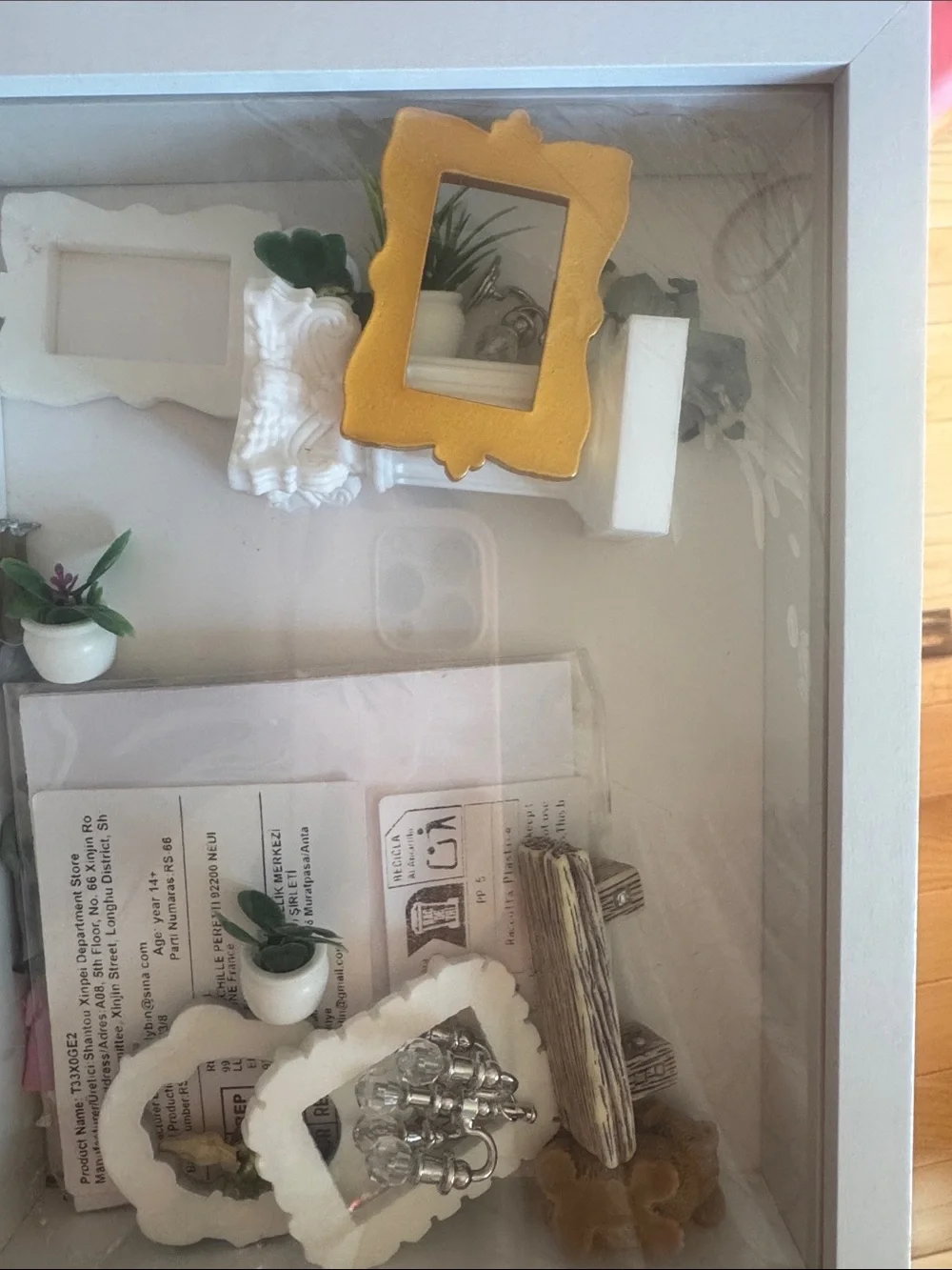 3d mini museum art photo frame kit White and Gold Decorative Shadow Box Home